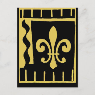 Postal Festiva Fleur de oro de Lis, saludos de temporada