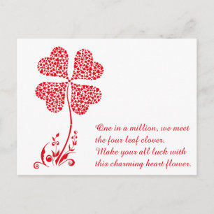 Postal Festiva Flor afortunada del día de San Valentín del