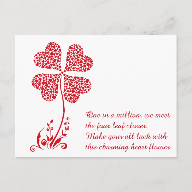 Postal Festiva Flor afortunada del día de San Valentín del (Anverso)
