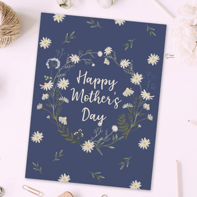 Postal Festiva Flor blanca feliz día de la madre (Close up)