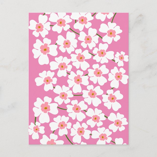 Postal Festiva Flor blanca y rosa (Anverso)