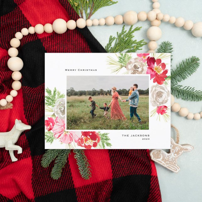 Postal Festiva Flor de acuarela navideña (Subido por el creador)