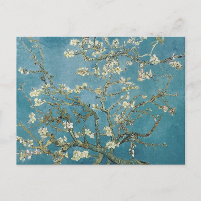 Postal Festiva Flor de almendras de Vincent van Gogh (1890) (Anverso)