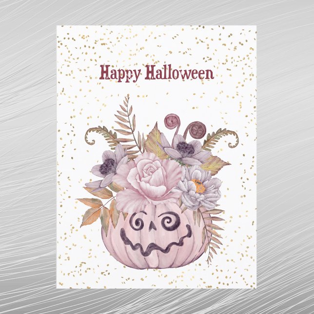 Postal Festiva Flor de calabaza rosa de Halloween (Subido por el creador)