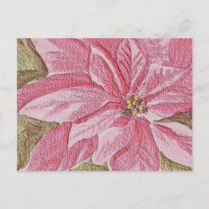 Postal Festiva Flor de Navidades de Poinsettia pintada