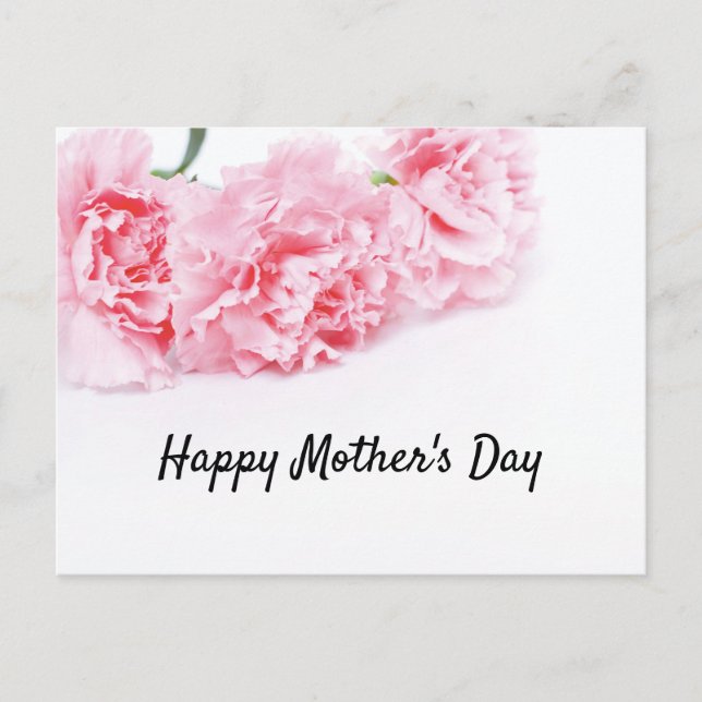 Postal Festiva Flor rosa de clavel para el día de la madre (Anverso)