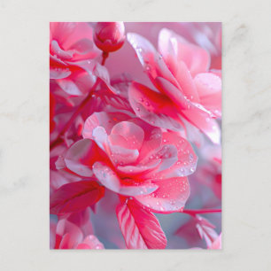 Postal Festiva Flor rosa Rubor Raindrop