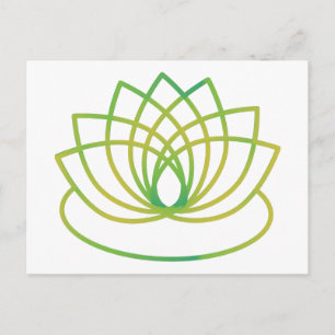 Postal Festiva Flor verde y amarilla de Lotus