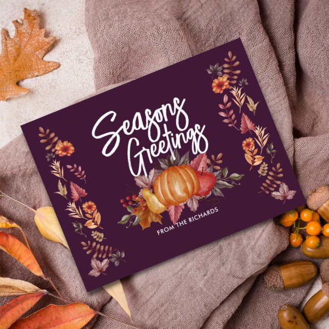 Postal Festiva Floral acuarela Día de Acción de Gracias (Subido por el creador)