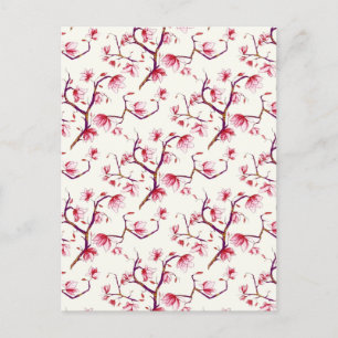 Postal Festiva Floral bohemiana rusa de primavera rosada de Rubor