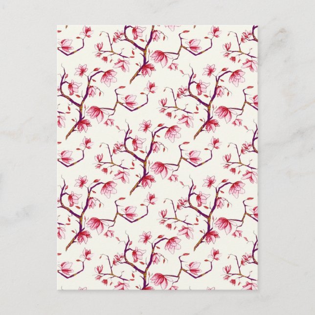 Postal Festiva Floral bohemiana rusa de primavera rosada de Rubor (Anverso)