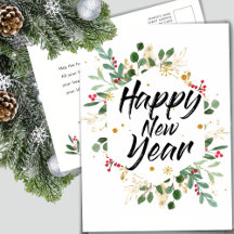 Floral de oro | Año nuevo Berry Rojo