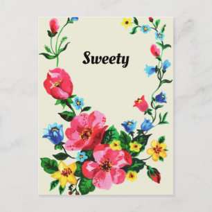 Postal Festiva Floral de primavera vintage solar