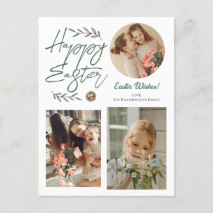 Postal Festiva Floral Elegante Script Familia Pascua Tres Foto