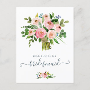 Postal Festiva Floral Rubor Bouquet Serás Mi Novia