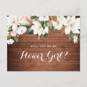 Postal Festiva Floral Rústica Magnolia Wood Will You Be My