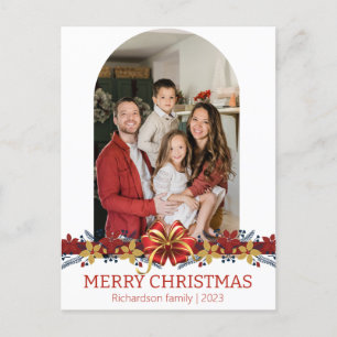 Postal Festiva Floral Sencillo y elegante foto de Navidades famil