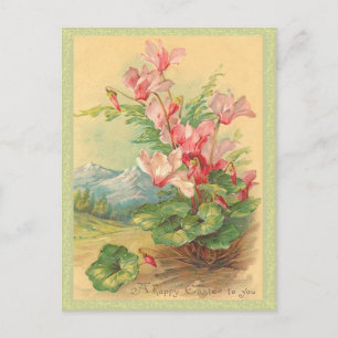 Postal Festiva Floral vintage de Pascua