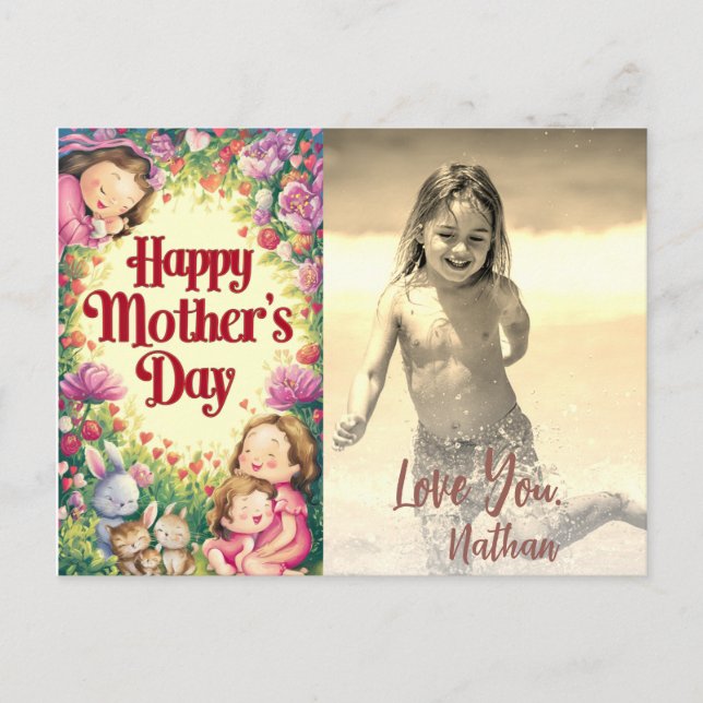 Postal Festiva *~* Floral Whimsical Mother's Day Photo AP72 (Anverso)