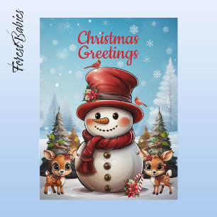 Postal Festiva Floral Winter Deer Animal Wildlife ☃️ 🦌 🎄