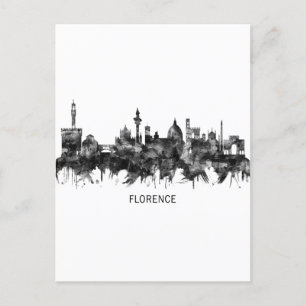 Postal Festiva Florence Italy Skyline BW