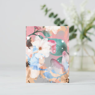 Postal Festiva Flores abstractas de acuarela 1