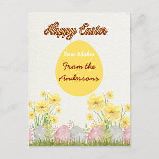 Postal Festiva Flores Amarillas Felices Deseos De Pascua