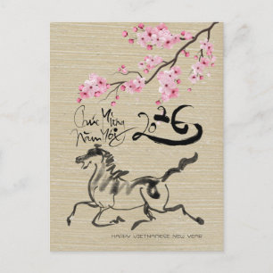 Postal Festiva Flores Año Nuevo vietnamita del Caballo VHPostC