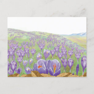 Postal Festiva Flores de color morado en el Ilustracion Spring Hi