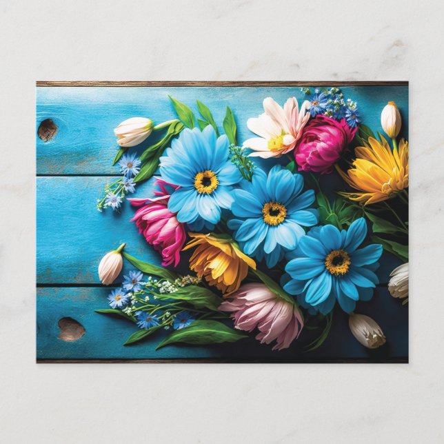 Postal Festiva Flores de colores (Anverso)
