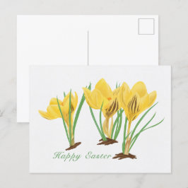 Postal Festiva Flores de croco amarillo vibrante Feliz Pascua