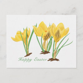 Postal Festiva Flores de croco amarillo vibrante Feliz Pascua