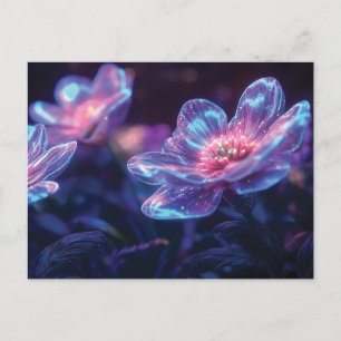 Postal Festiva "Flores de neón brillantes - Encantadoras Floracio
