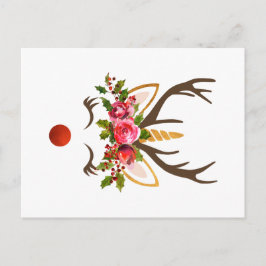 Postal Festiva Flores de unicornio de reno/Navidades