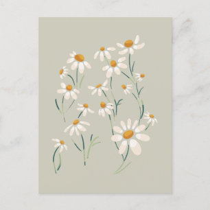 Postal Festiva Flores Delicadas De Chamomile, Estética Y Salvaje