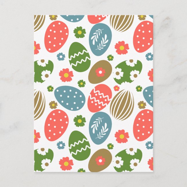 Postal Festiva Flores Felices de Pascua Vintage (Anverso)