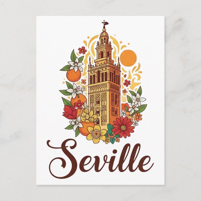 Postal Festiva Flores florales de Sevilla España (Anverso)