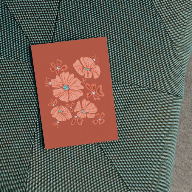 Postal Festiva Flores Hippie: Arte abstracto de poder floral rojo (Subido por el creador)