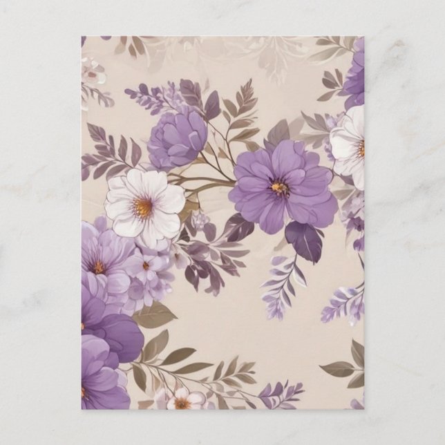 Postal Festiva Flores moradas (Anverso)