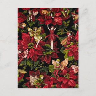 Postal Festiva Flores y hadas navidades