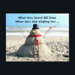 Postal Festiva Florida Beach Snowman y Navidades de Elf PostCard<br><div class="desc">En Florida sabemos cómo vivir - ¡No hay nieve! Sin más. ¡Hacemos un Sandman!</div>