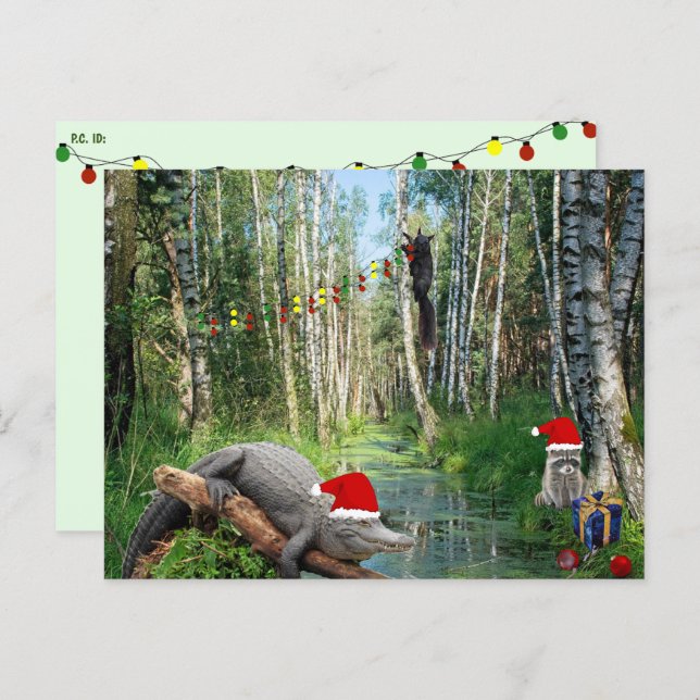 Postal Festiva Florida Swamp Gator and Wildlife Christmas  (Anverso / Reverso)
