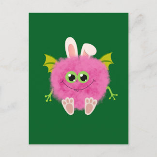 Postal Festiva Fluffy little pink rabbit monster