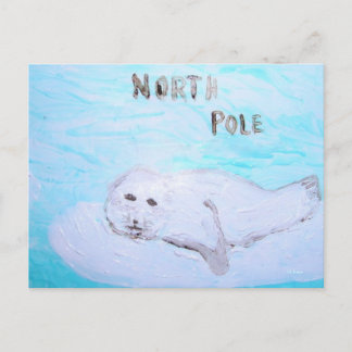 Postal Festiva Foca de Groenlandia de Polo Norte