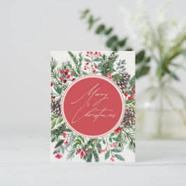 Postal Festiva Foliage de Navidades elegantes
