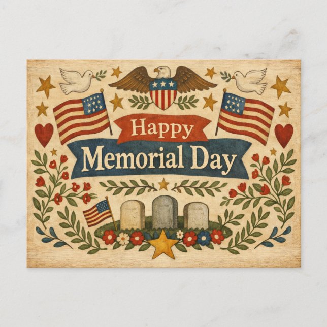 Postal Festiva Folk Art Americana Memorial Day (Anverso)