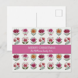 Postal Festiva Folk Floral Christmas