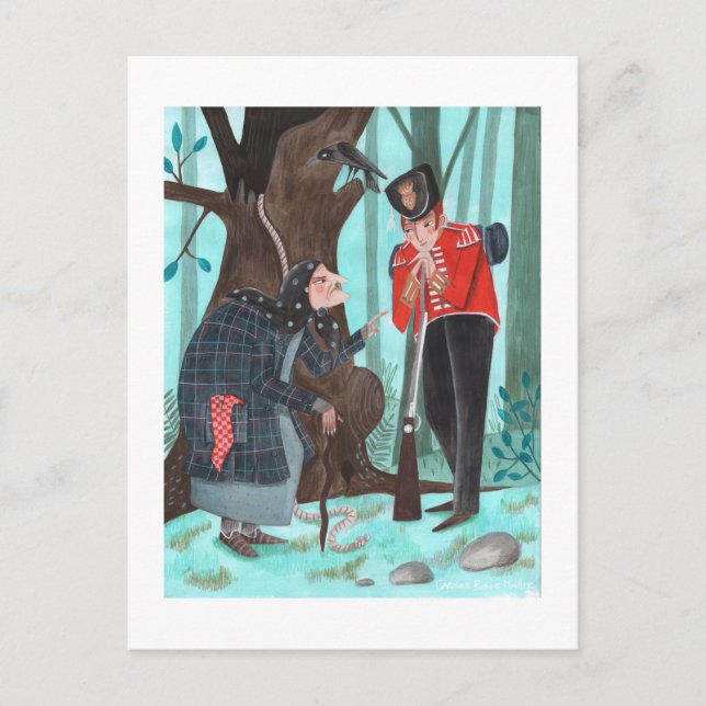 Postal Festiva Folktale Fairytale | El Tinderbox | azul (Anverso)