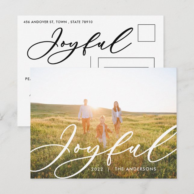 Postal Festiva Follaje moderno mínimo 1 guión fotográfico elegant (Anverso / Reverso)