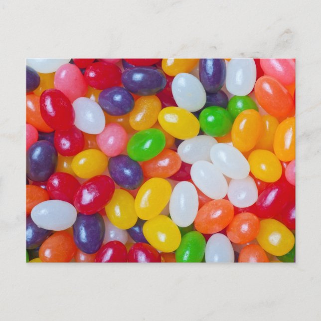 Postal Festiva Fondo de Jellybeans - Judías de Pascua (Anverso)